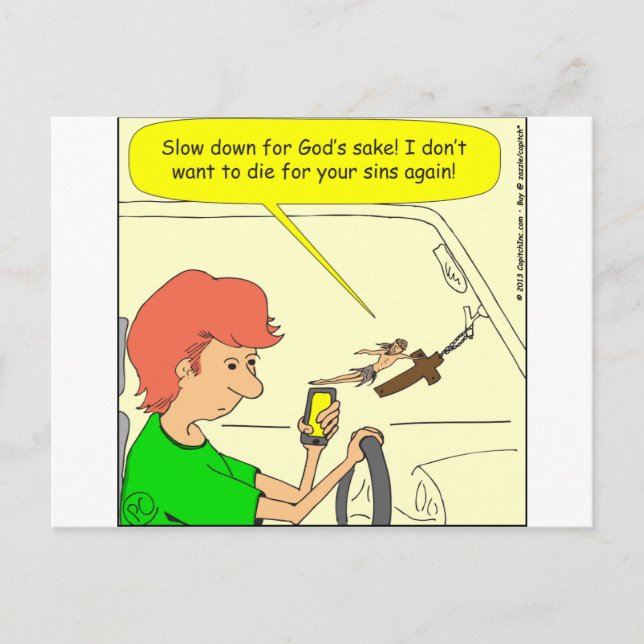 Carte Postale 476 Jésus ralentit Cartoon (Devant)