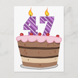 Carte Postale 47 ans sur le gâteau d'anniversaire