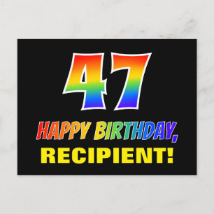 Carte Postale 47e anniversaire : Bold, amusant, simple, arc-en-c