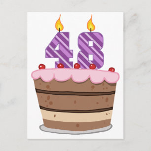 Carte Postale 48 ans sur le gâteau d'anniversaire