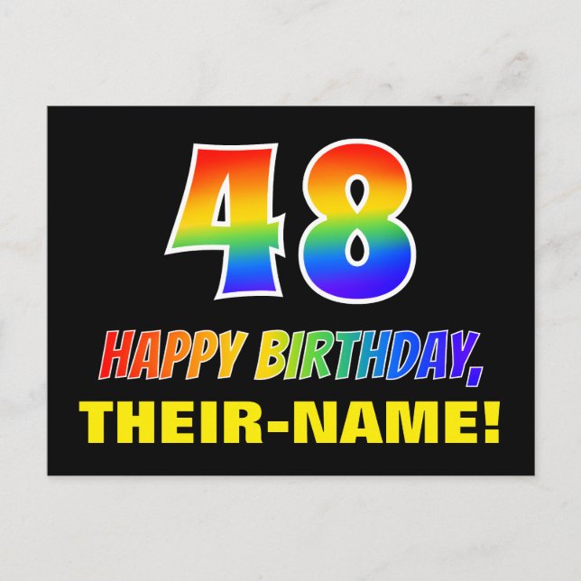 Carte Postale 48e anniversaire : Bold, amusant, simple, arc-en-c (Devant)