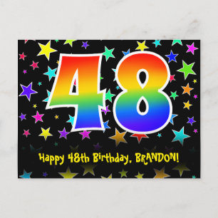 Carte Postale 48e anniversaire : Fun Stars Motif, Arc-en-ciel 48