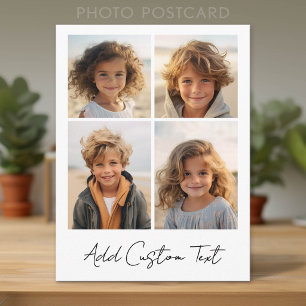 Carte Postale 4 Collage de photos - Blanc avec type de script