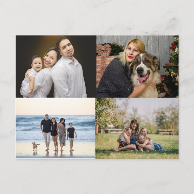Carte Postale 4 Collage de photos de famille personnalisé (Devant)