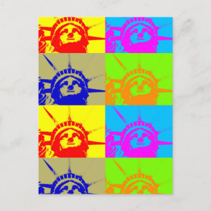Carte Postale 4 Couleur Pop Art Lady Liberty