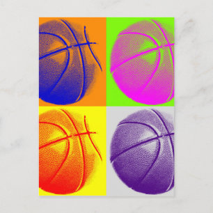 Carte Postale 4 couleurs Pop Art Basketball