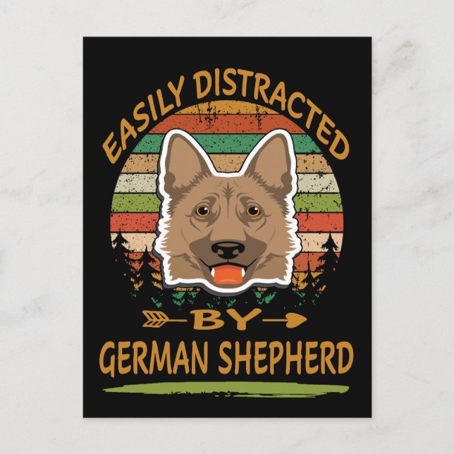 Carte Postale 4 Facilement Distrait Par Le Berger Allemand (Devant)