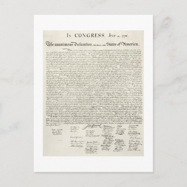 Carte Postale 4 juillet 1776 DÉCLARATION D'INDEpendence (Devant)