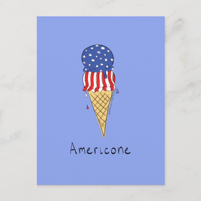 Carte Postale 4 juillet amusante crème glacée américaine (Devant)