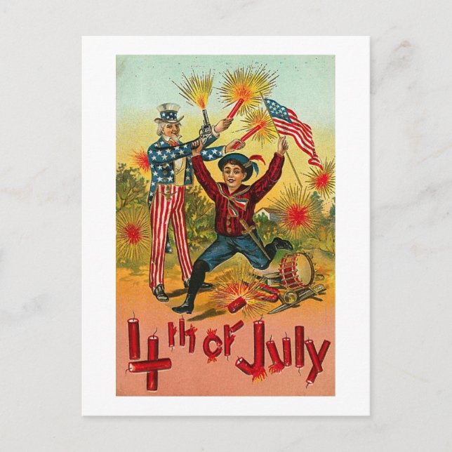 Carte Postale 4 juillet - Art Vintage (Devant)