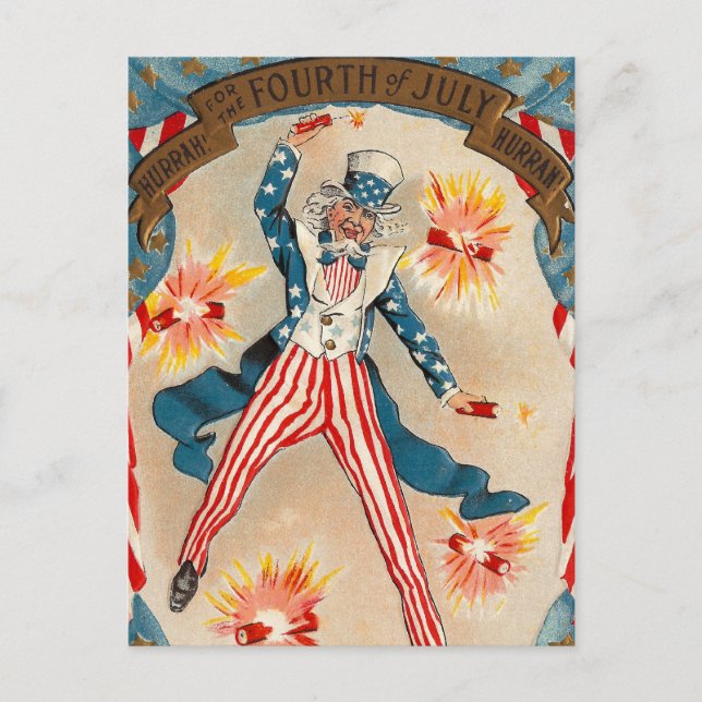 Carte Postale 4 juillet Fête de l'Indépendance Oncle Sam (Devant)