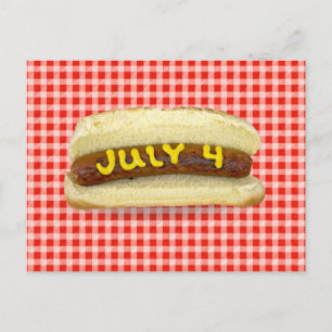 Carte Postale 4 juillet Hot Dog sur Red En vichy