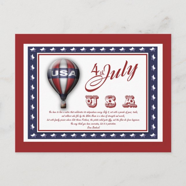 Carte Postale 4 juillet modèle - personnalisable (Devant)