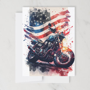 Carte postale 4 juillet moto