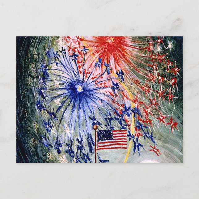 Carte Postale 4 juillet, numéro 1, peinture d'art (Devant)