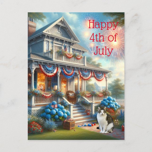 Carte Postale 4 juillet patriotique vintage (Devant)