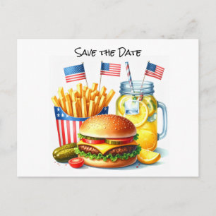 Carte Postale 4 juillet, réservez la date Fête de l'Indépendanc