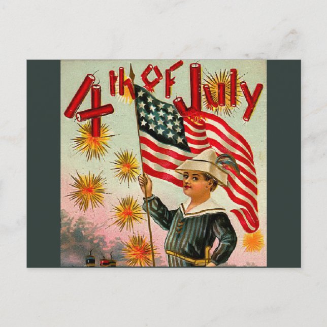 Carte postale 4 juillet vintage (Devant)
