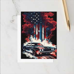 Carte postale 4 juillet voiture classique