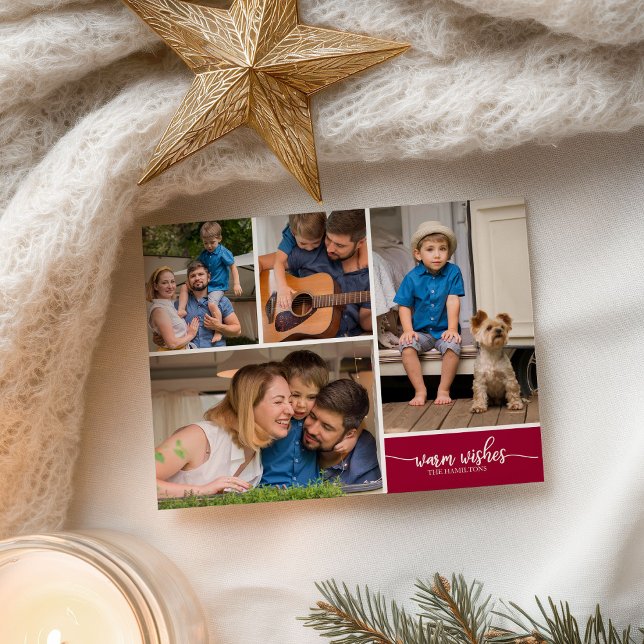 Carte Postale 4 Photos de Collage Warm Wishes Simple Christmas (Créateur téléchargé)
