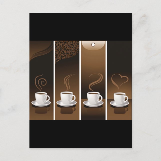 Carte Postale 4 tasses de café (Devant)