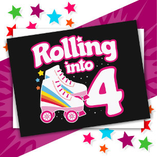 Carte Postale 4e anniversaire Roller Skate 4 ans