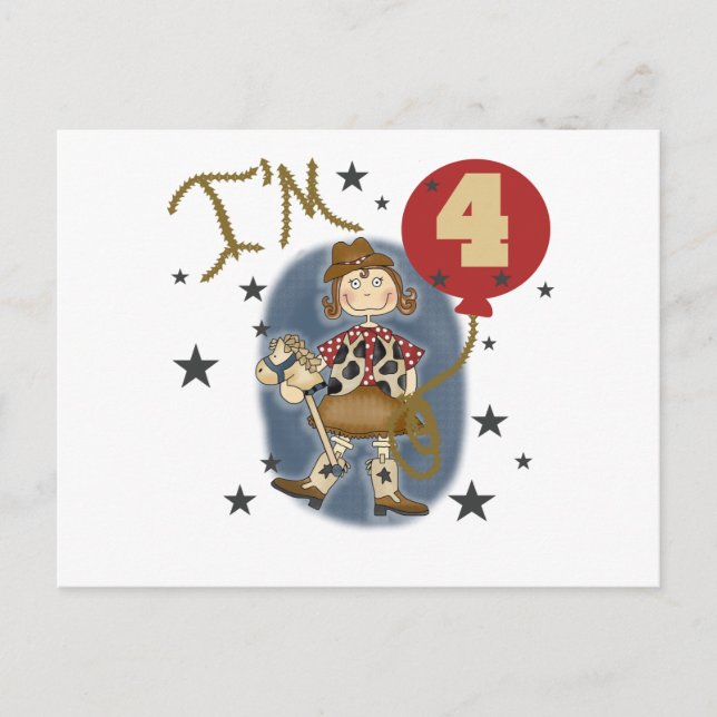 Carte Postale 4e Cowgirl Tshirts et cadeaux d'anniversaire (Devant)