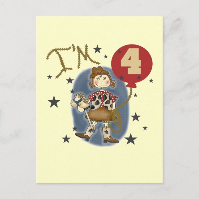 Carte Postale 4e Cowgirl Tshirts et cadeaux d'anniversaire (Devant)