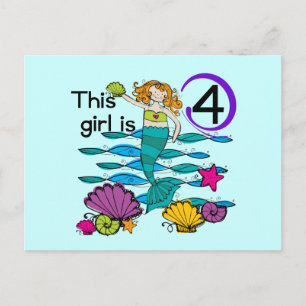 Carte Postale 4èmes T-shirts et cadeaux d'anniversaire de sirène