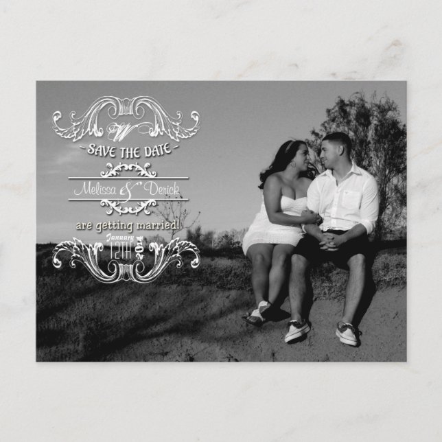 Carte Postale 4x5 Typographie Enregistrer la date Faire-part pho (Devant)