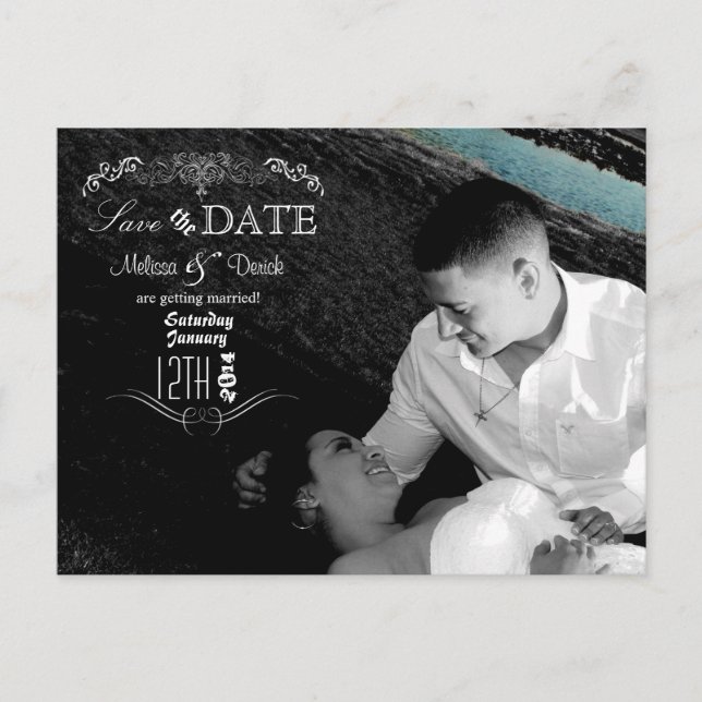 Carte Postale 4x5 Typographie Enregistrer la date Faire-part pho (Devant)
