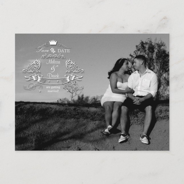 Carte Postale 4x5 Typographie Enregistrer la date Faire-part pho (Devant)