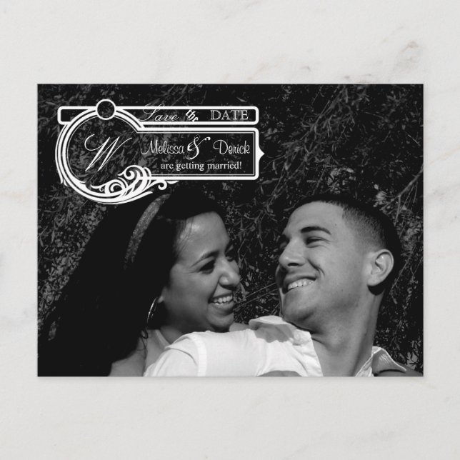 Carte Postale 4x5 Typographie Enregistrer la date Faire-part pho (Devant)