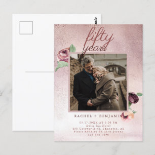 Carte Postale 50 ans Mariage Anniversaire Rose Gold Parties scin