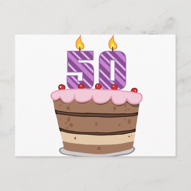 Carte Postale 50 ans sur le gâteau d'anniversaire (Devant)
