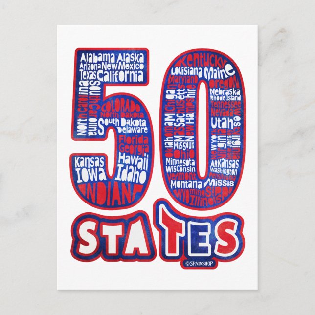 CARTE POSTALE 50 ÉTATS USA (Devant)