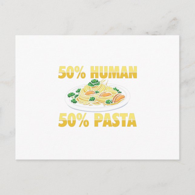 Carte Postale 50% Humain 50% Pâtes | Idée cadeau de nouilles (Devant)