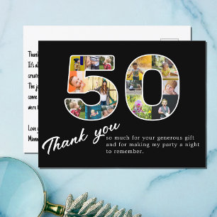 Carte Postale 50e anniversaire Black Photo Collage Merci