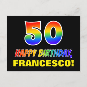 Carte Postale 50e anniversaire : Bold, amusant, simple, arc-en-c
