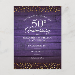 Carte Postale 50e Anniversaire de Mariage Date d'Épargne Cœurs D