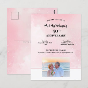 Carte Postale 50e anniversaire Photo personnalisée Starry Pink