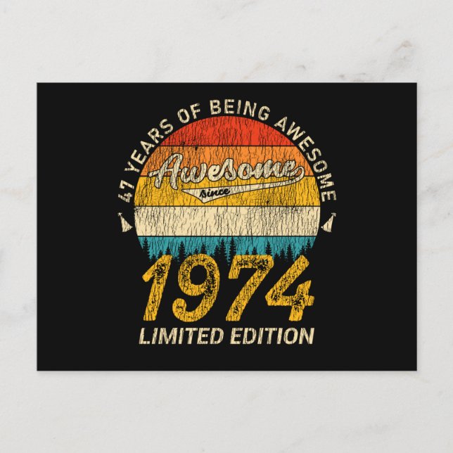 Carte Postale 51 Ans 1974 Retro Awesome 51e anniversaire Cadeau (Devant)