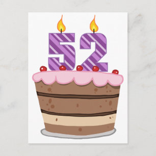 Carte Postale 52 ans sur le gâteau d'anniversaire