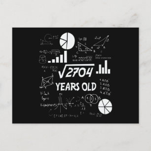 Carte Postale 52 Years Old Bday Math Teacher 52nd Birthday Gift