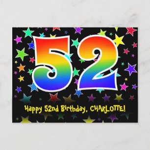 Carte Postale 52e anniversaire : Fun Stars Motif, Rainbow 52, No