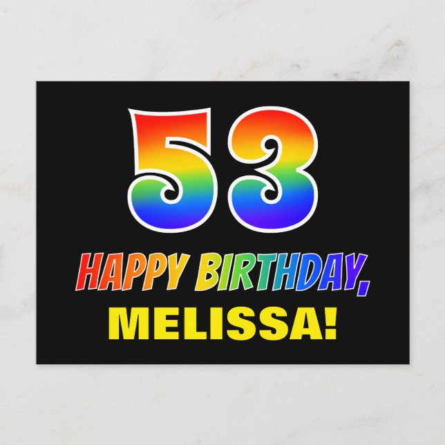Carte Postale 53e anniversaire : Bold, amusant, simple, arc-en-c (Devant)