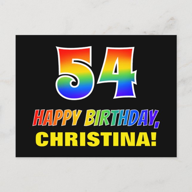 Carte Postale 54e anniversaire : Bold, amusant, simple, arc-en-c (Devant)