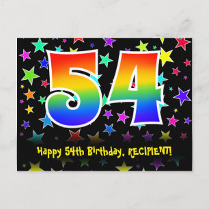 Carte Postale 54e anniversaire : Fun Stars Motif, Rainbow 54, No
