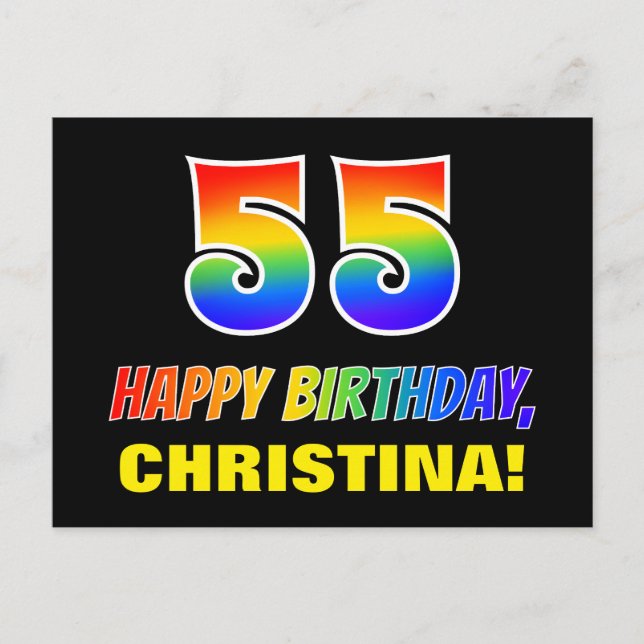 Carte Postale 55e anniversaire : Bold, amusant, simple, arc-en-c (Devant)