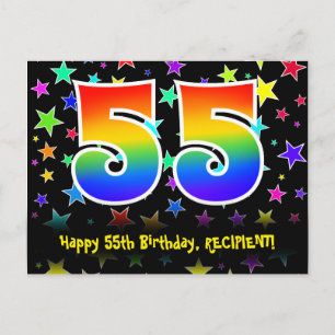 Carte Postale 55e anniversaire : Fun Stars Motif, Rainbow 55, No